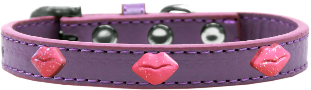 Pink Glitter Lips Widget Dog Collar Lavender Size 10